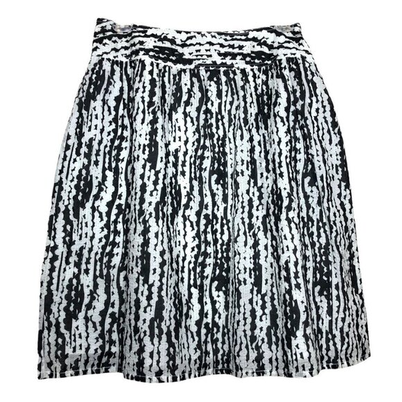 Liz CLAIBORNE - 100% Cotton Black & White Fully Lined A-Line Midi Skirt - Size 8 - Picture 2 of 6